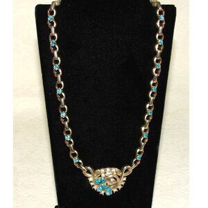Vtg 1940's 15" Lustern (Louis Stern Co.) Choker NECKLACE, Topaz Rhinestones E72